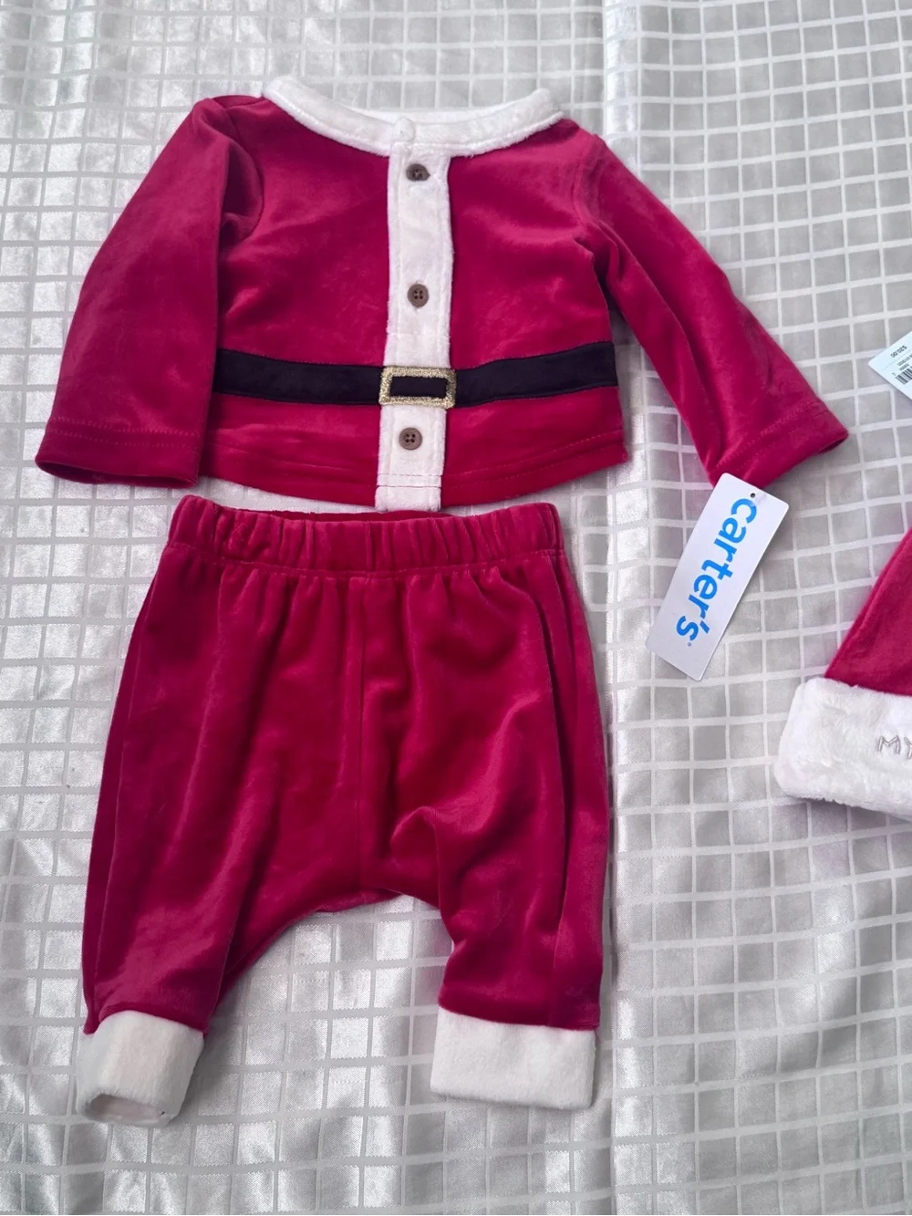 Carter's Berry Velvet Holiday Three-Piece Set with White Trim